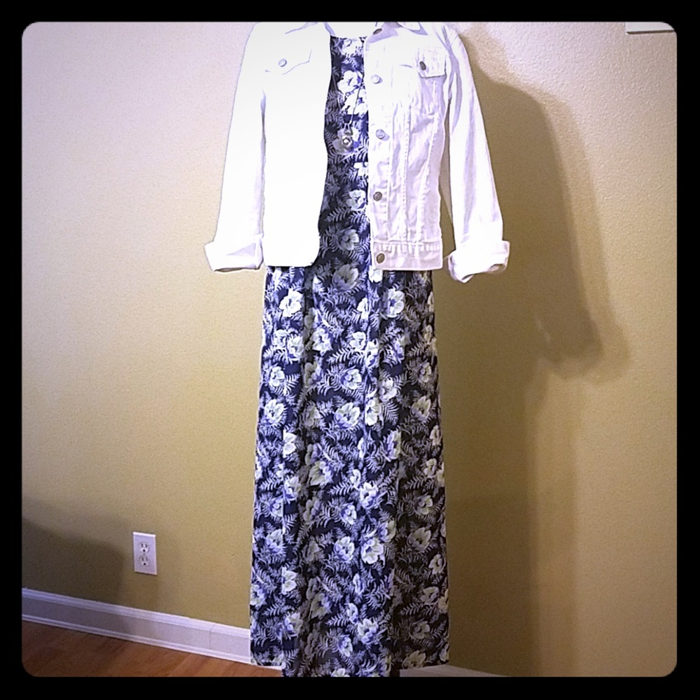 CDG Long flower navy blue dress